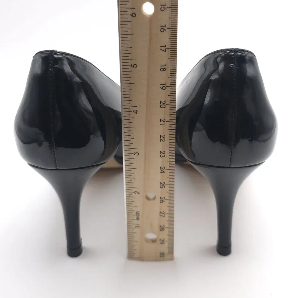 L.K. BENNETT London Black Patent Leather Pumps Heels Women 37.5‎ Made In Spain